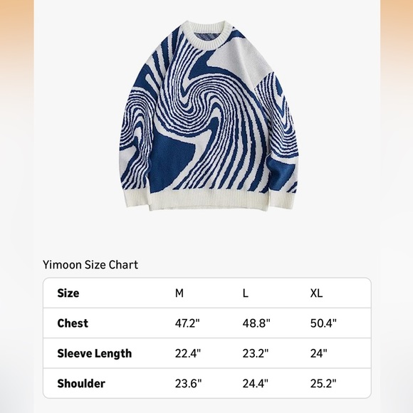 Blue and White Men's Sweater - Picture 5 of 7